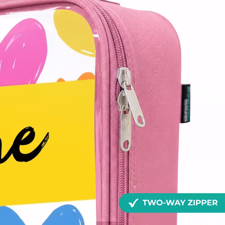 Children's suitcase with name - Pink - Hearts - Pattern - Colorful — 4