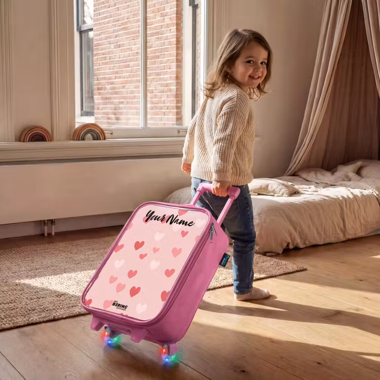 Children's suitcase with name - Pink - Hearts - Pattern - Pink — 2