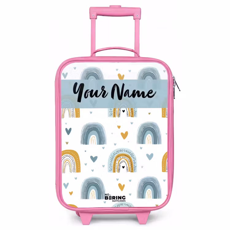 Children's suitcase with name - Pink - Pattern - Rainbow - Hearts — 1