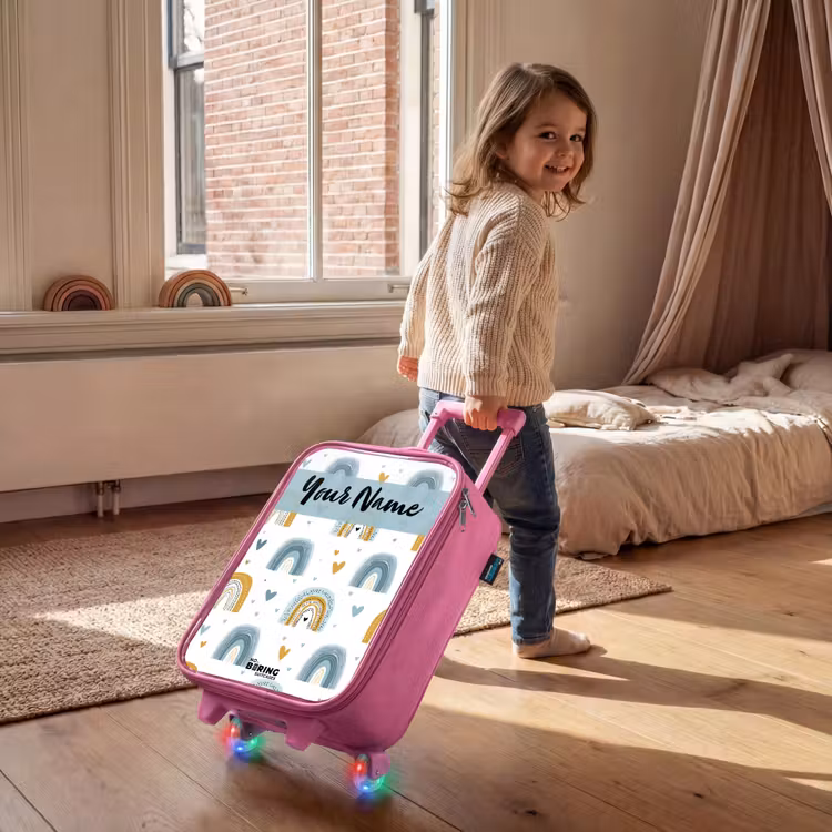 Children's suitcase with name - Pink - Pattern - Rainbow - Hearts — 2