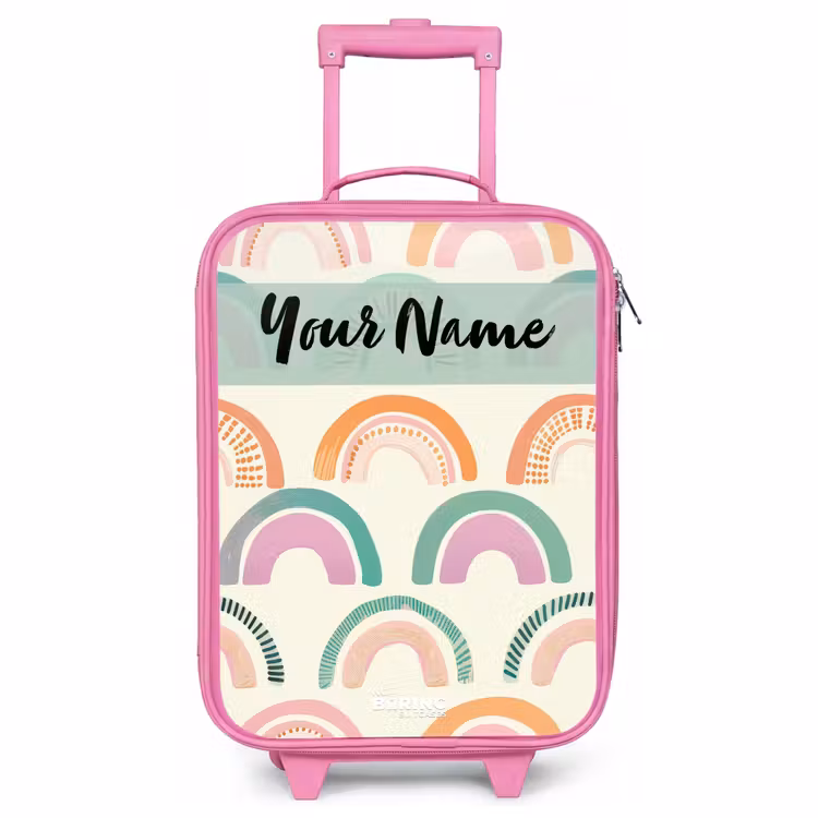 Children's suitcase with name - Pink - Rainbow - Pastel - Pattern — 1