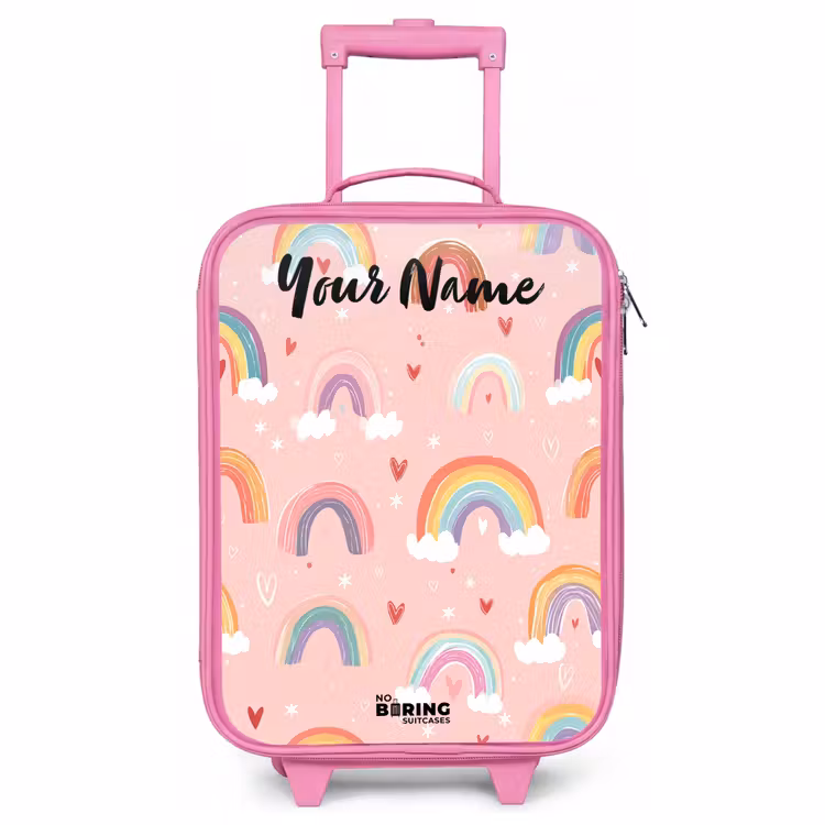 Children's suitcase with name - Pink - Rainbow - Pattern - Pastel — 1