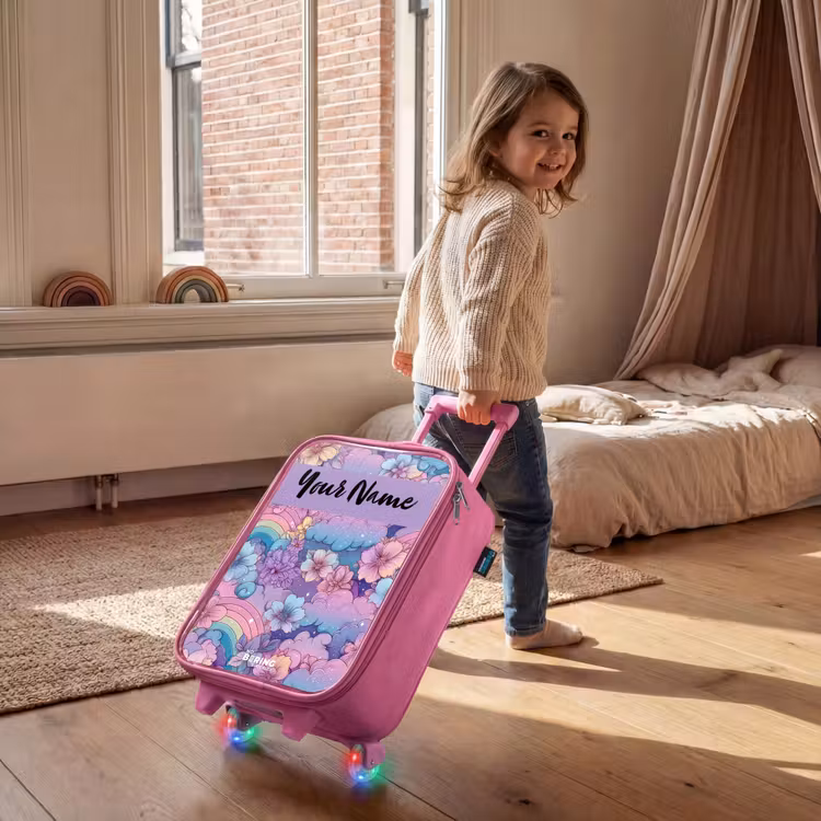 Children's suitcase with name - Pink - Rainbows - Flowers - Colorful — 2
