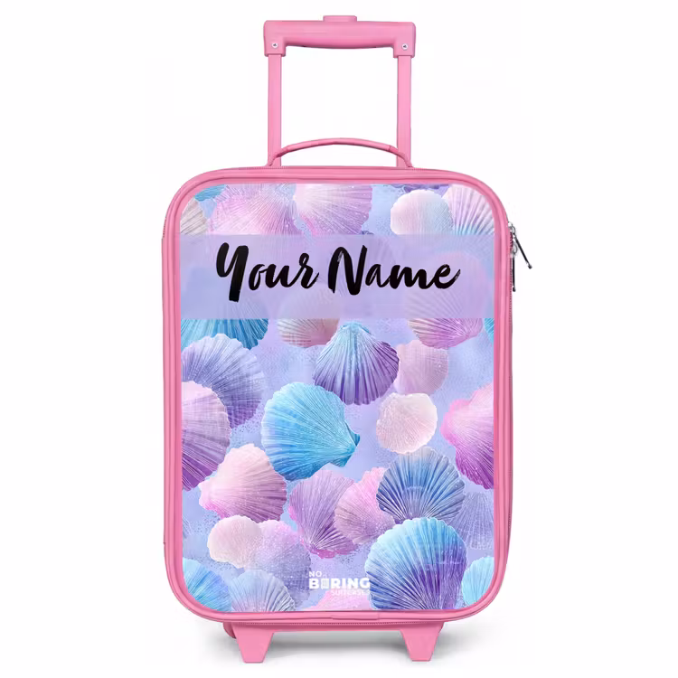 Children's suitcase with name - Pink - Shells - Purple - Blue - Pattern — 1