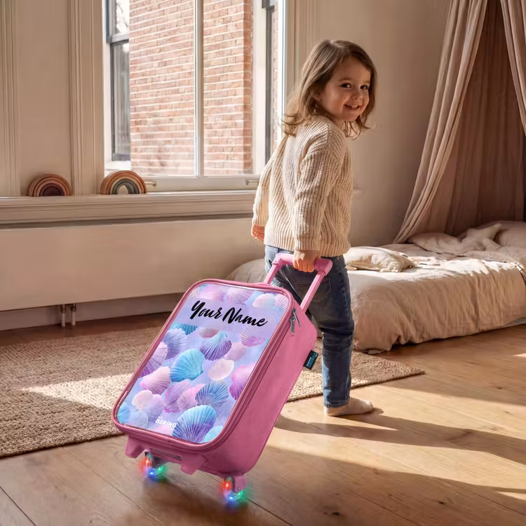 Children's suitcase with name - Pink - Shells - Purple - Blue - Pattern — 2