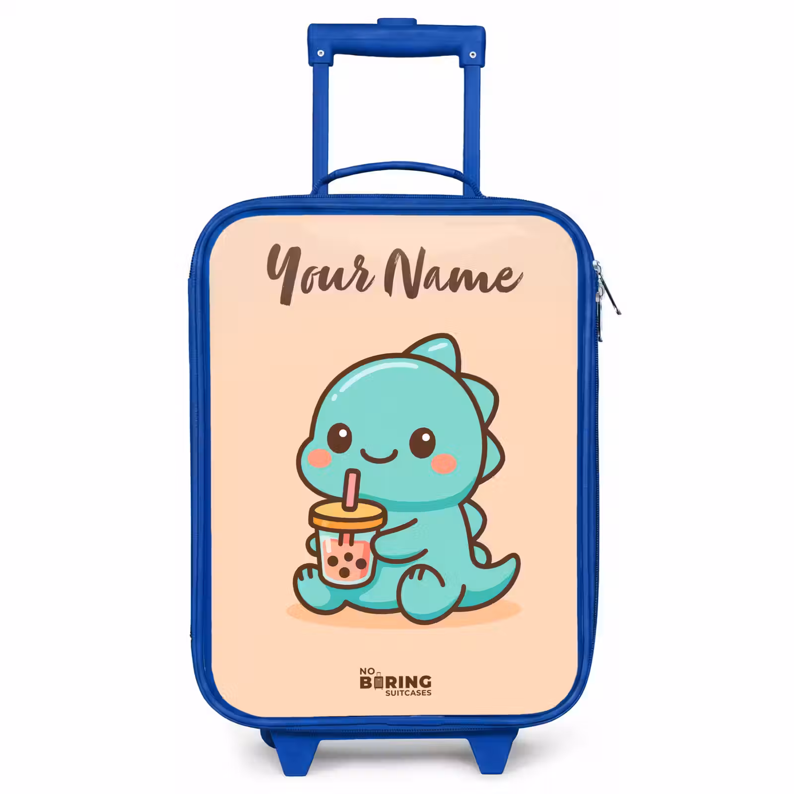 Children's suitcase with name - Blue - Kawai - Dino - Bubbletea — 1