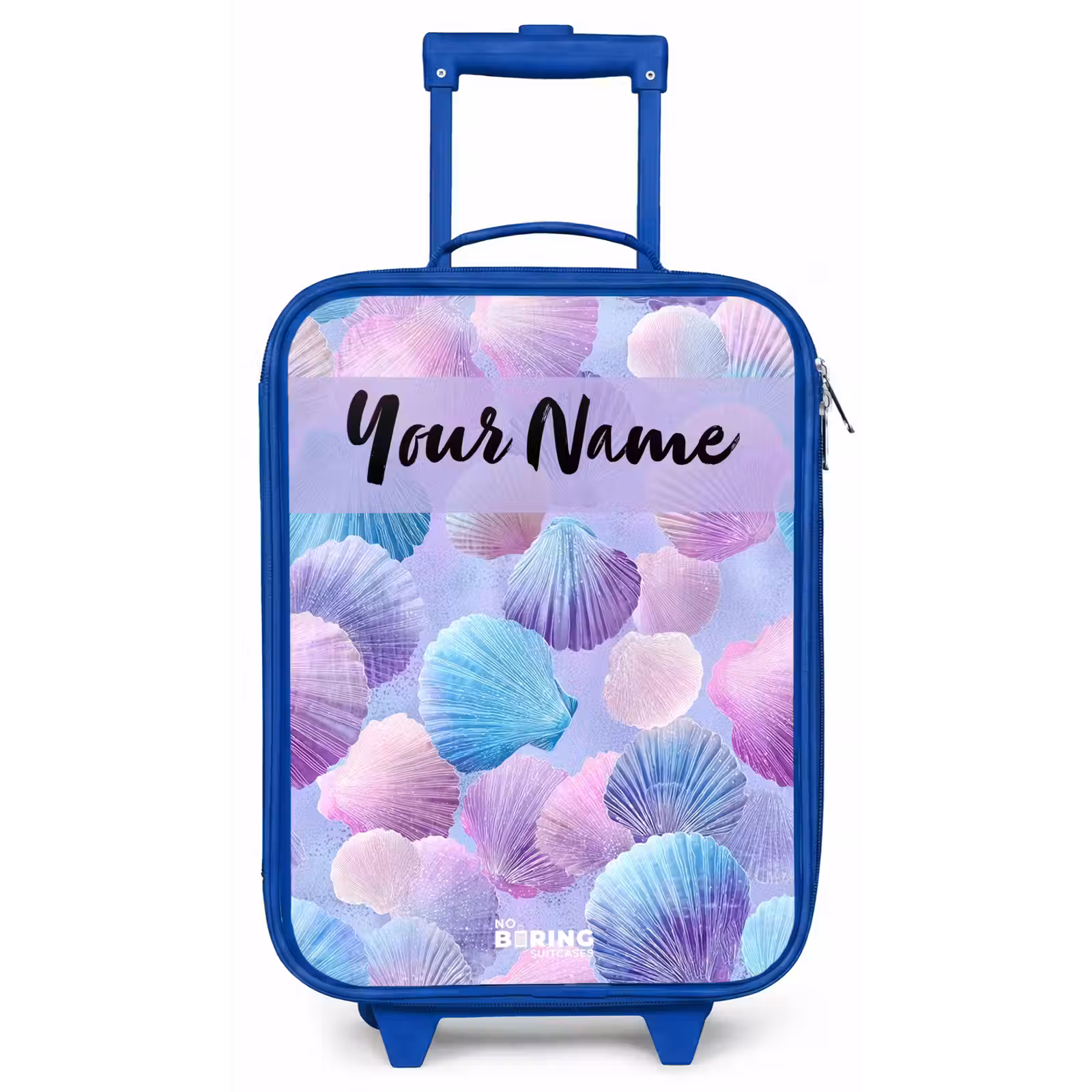 Children's suitcase with name - Blue - Shells - Purple - Blue - Pattern — 1