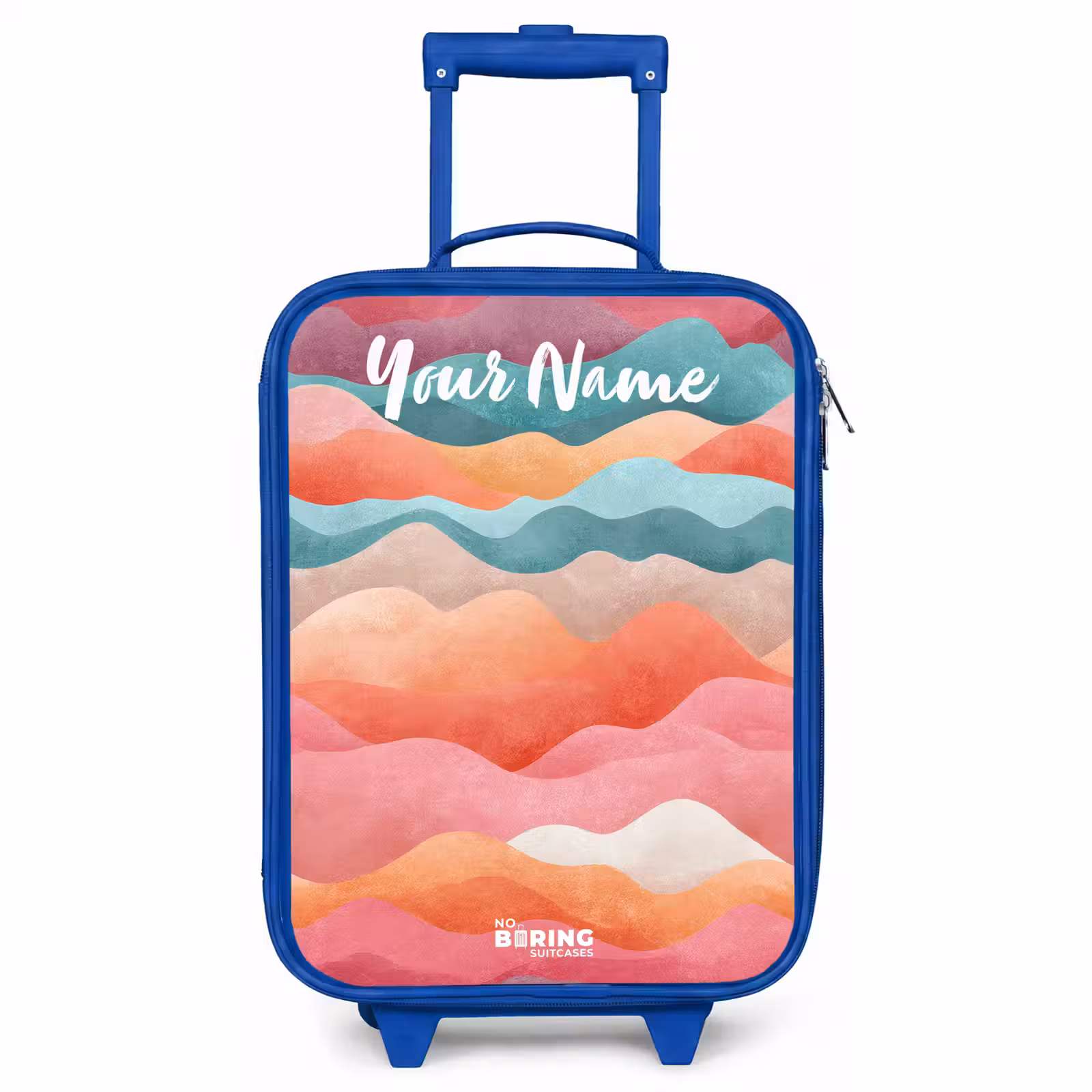 Children's suitcase with name - Blue - Waves - Colorful - Abstract — 1