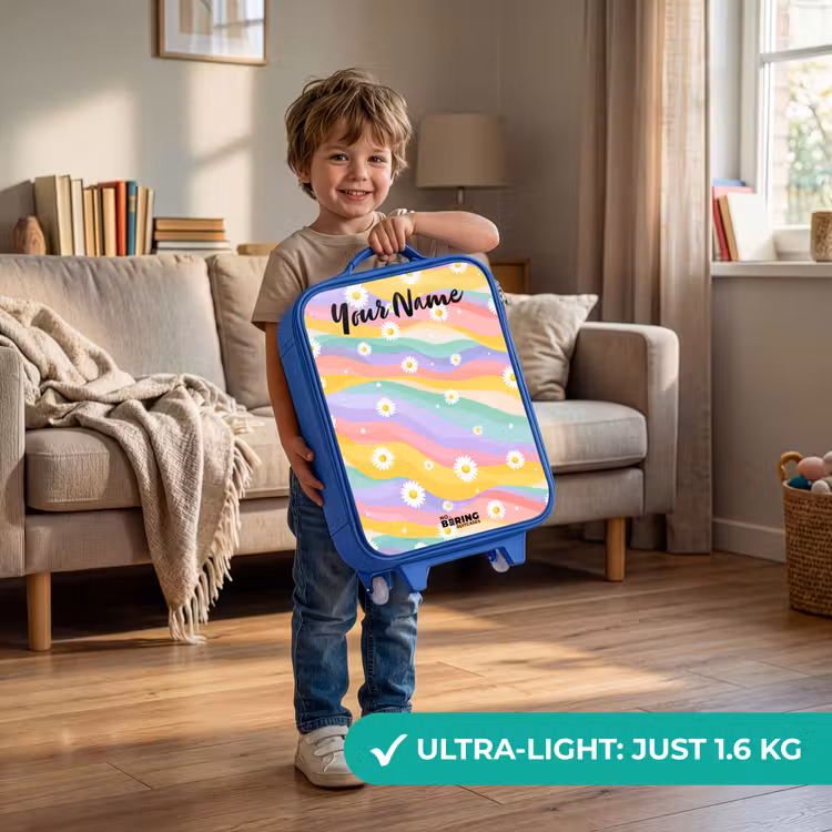 Children's suitcase with name - Blue - Daisies - Colorful - Pastel — 3