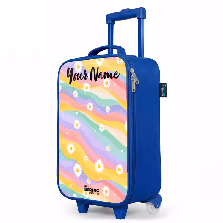 Children's suitcase with name - Blue - Daisies - Colorful - Pastel — 5