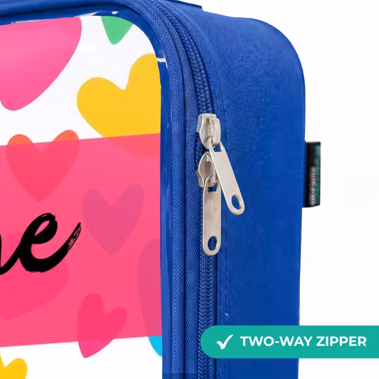 Children's suitcase with name - Blue - Hearts - Colorful - Pattern — 6
