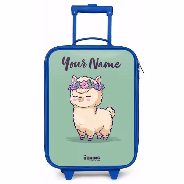 Children's suitcase with name - Blue - Kawai - Alpaca - Green — 1