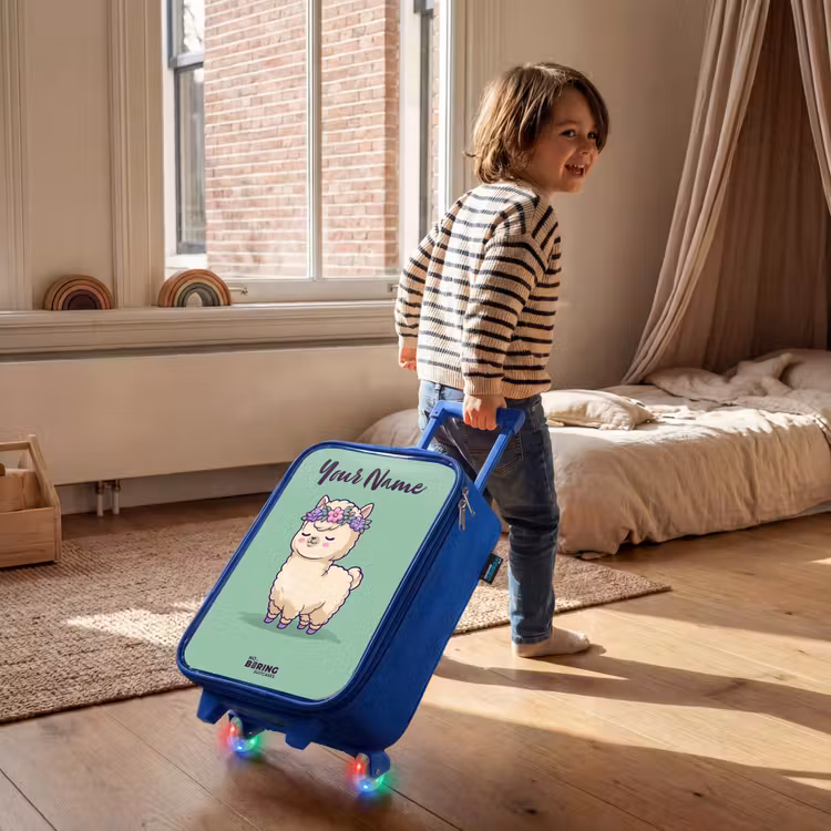 Children's suitcase with name - Blue - Kawai - Alpaca - Green — 2