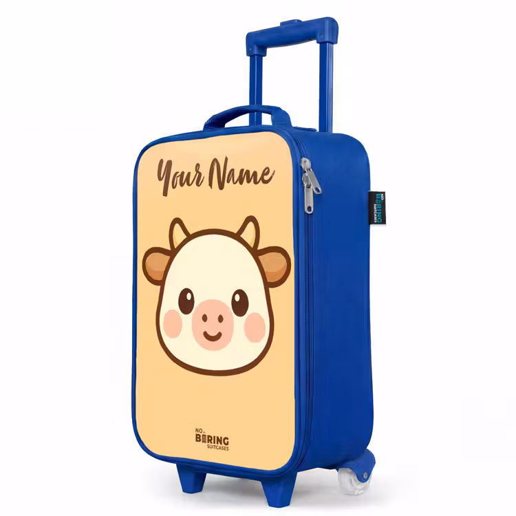 Children's suitcase with name - Blue - Kawai - Cow - Brown — 5