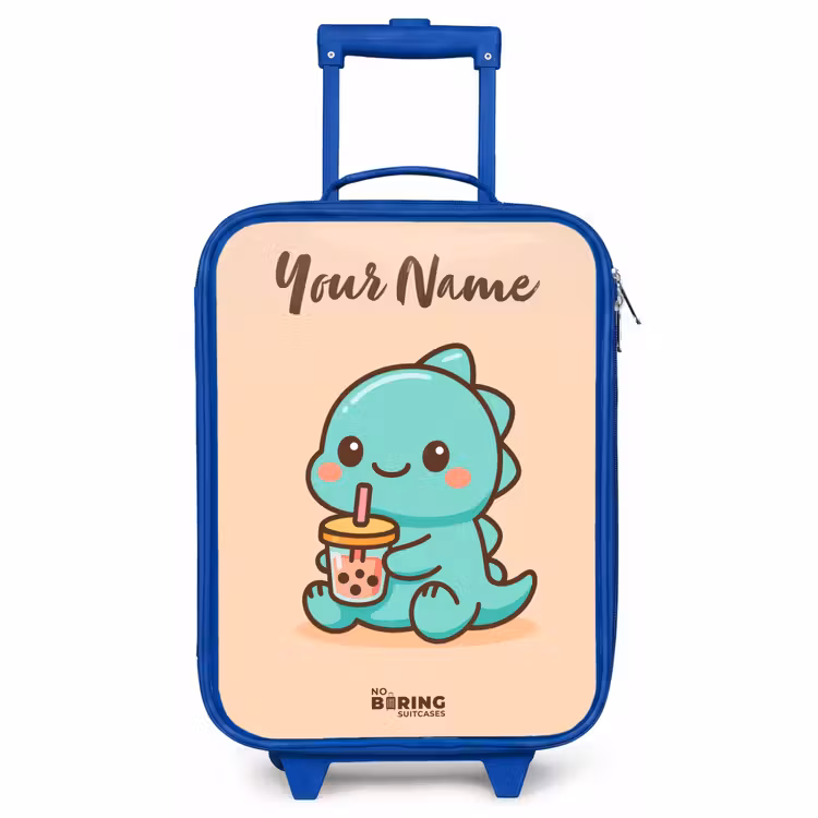 Children's suitcase with name - Blue - Kawai - Dino - Bubbletea — 1