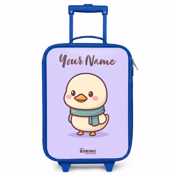 Children's suitcase with name - Blue - Kawai - Duck - Scarf — 1