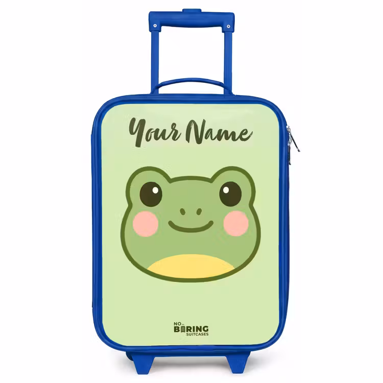 Children's suitcase with name - Blue - Kawai - Frog - Green — 1