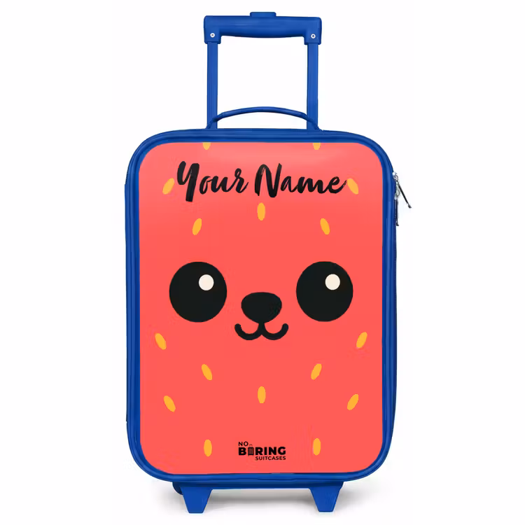 Children's suitcase with name - Blue - Kawai - Strawberry - Red — 1