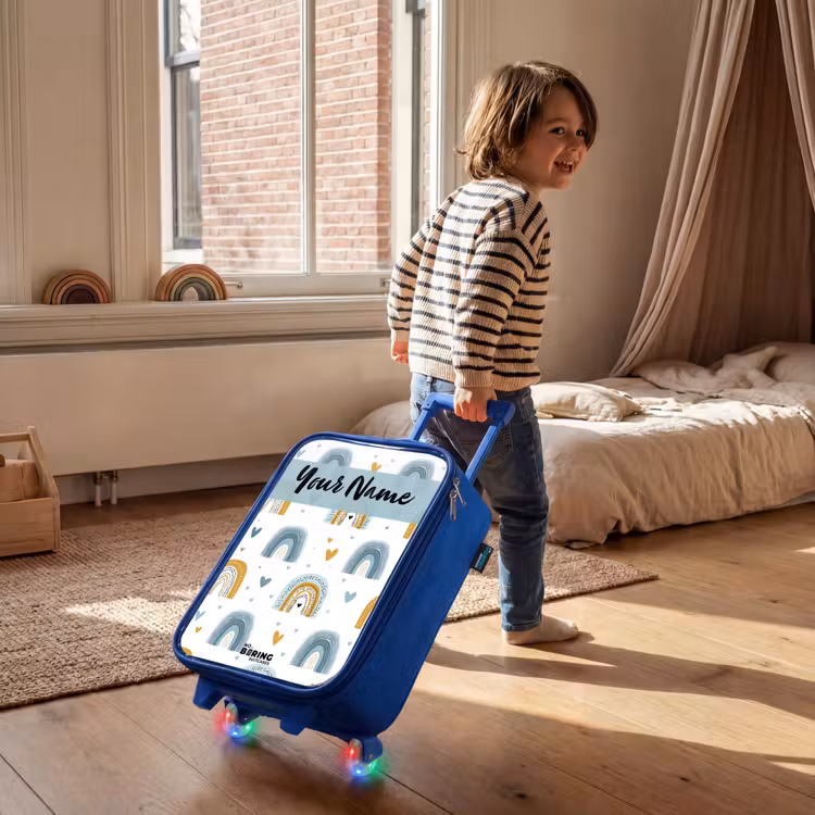 Children's suitcase with name - Blue - Pattern - Rainbow - Hearts — 2