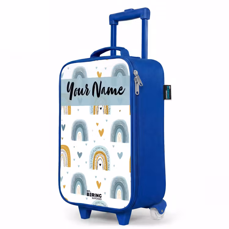 Children's suitcase with name - Blue - Pattern - Rainbow - Hearts — 5