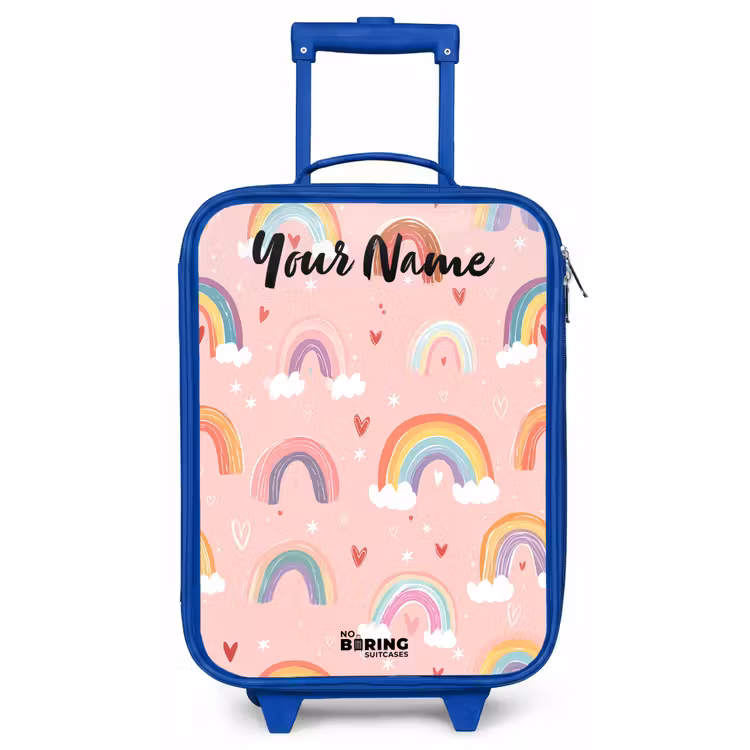 Children's suitcase with name - Blue - Rainbow - Pattern - Pastel — 1
