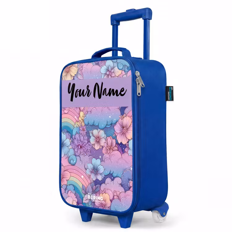 Children's suitcase with name - Blue - Rainbows - Flowers - Colorful — 5