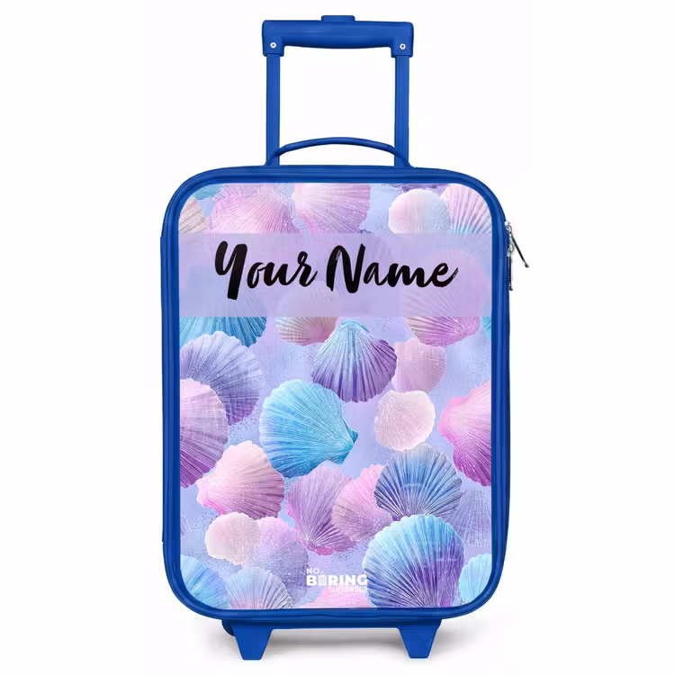 Children's suitcase with name - Blue - Shells - Purple - Blue - Pattern — 1