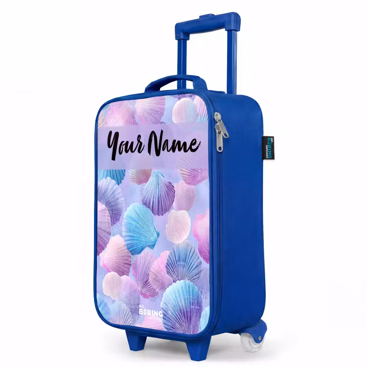 Children's suitcase with name - Blue - Shells - Purple - Blue - Pattern — 5