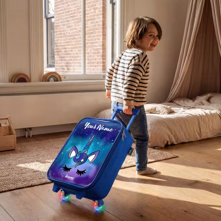 Children's suitcase with name - Blue - Unicorn - Starry Sky - Blue — 2