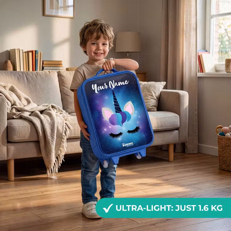 Children's suitcase with name - Blue - Unicorn - Stars - Blue — 3
