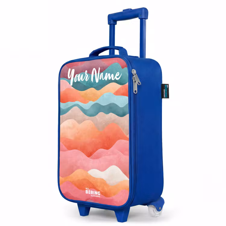 Children's suitcase with name - Blue - Waves - Colorful - Abstract — 5