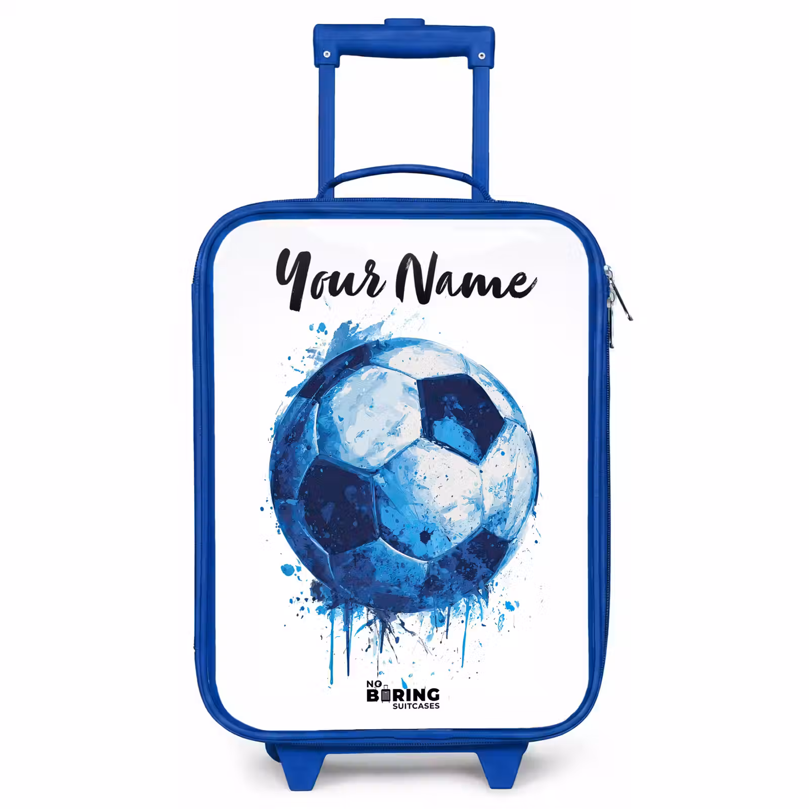 Children's suitcase with name - Blue - Soccer vibes - Ink splashes - Blue — 1