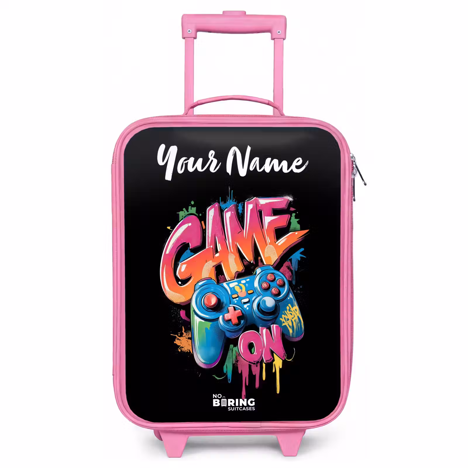 Children's suitcase with name - Pink - Controller - Game - Graffiti - Text — 1