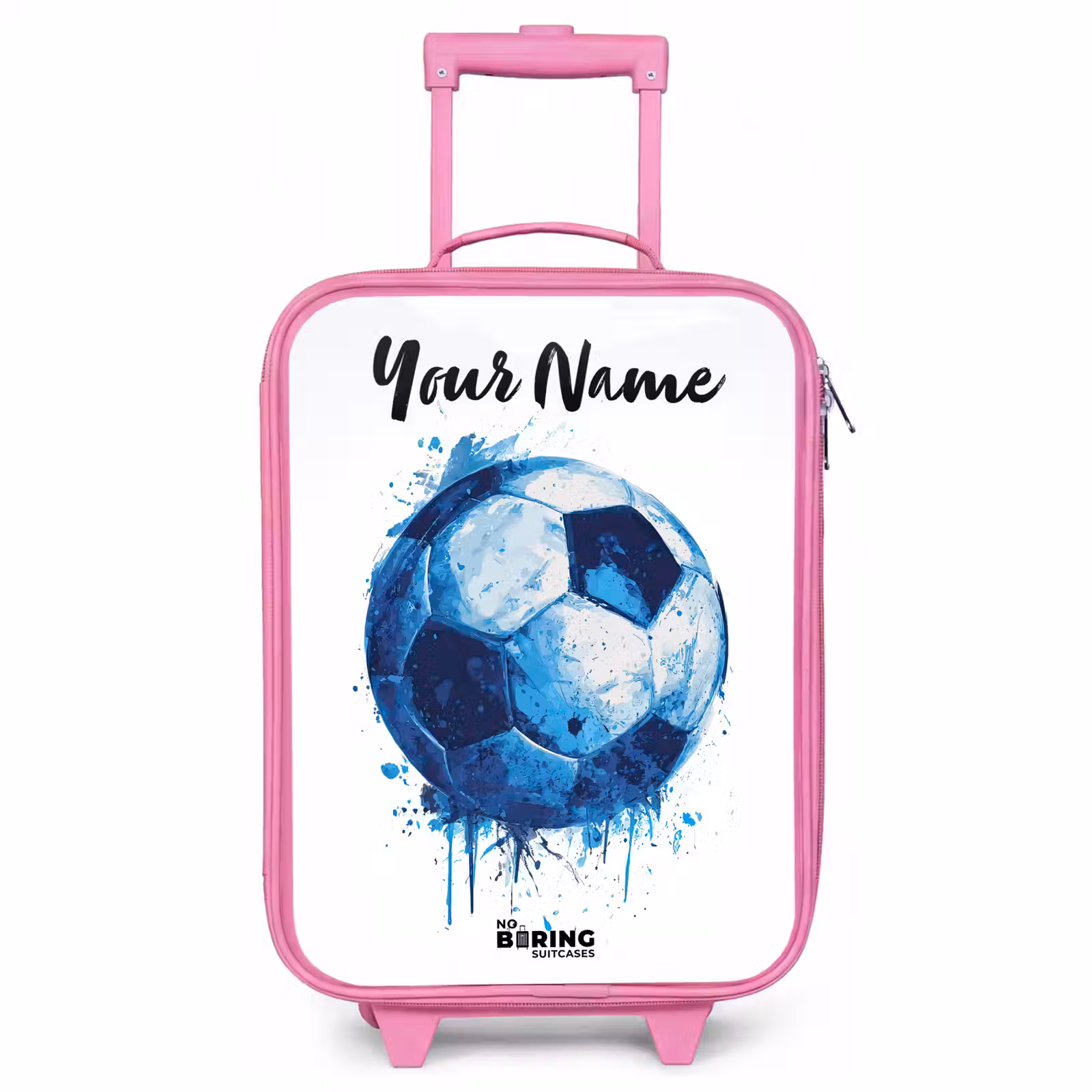 Children's suitcase with name - Pink - Soccer vibes - Ink splashes - Blue — 1