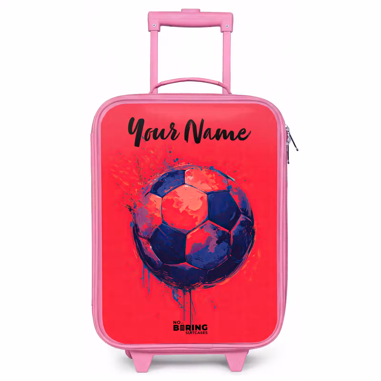 Children's suitcase with name - Pink - Soccer Vibes - Paint - Blue - Red — 1
