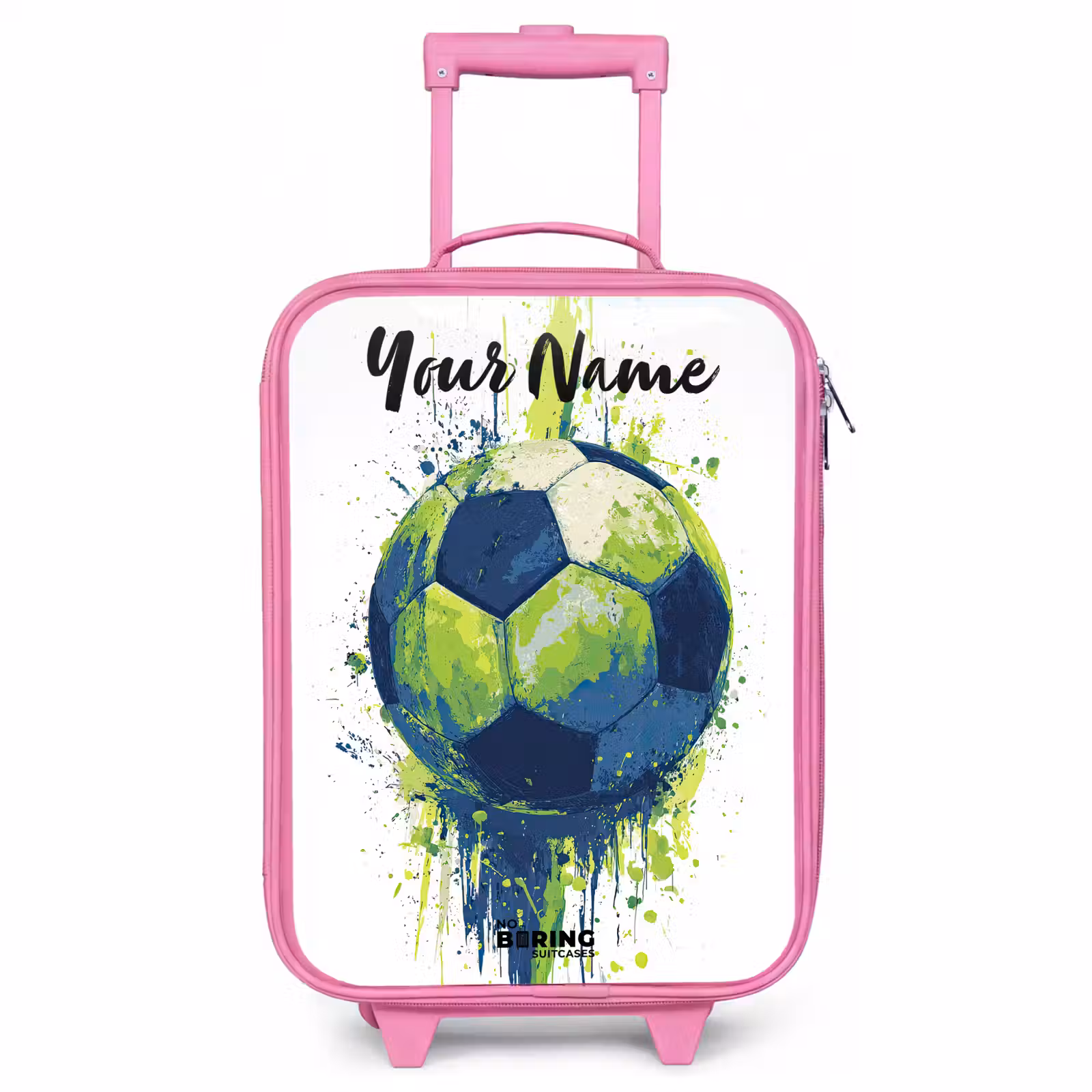 Children's suitcase with name - Pink - Soccer Vibes - Paint - Green - Blue — 1