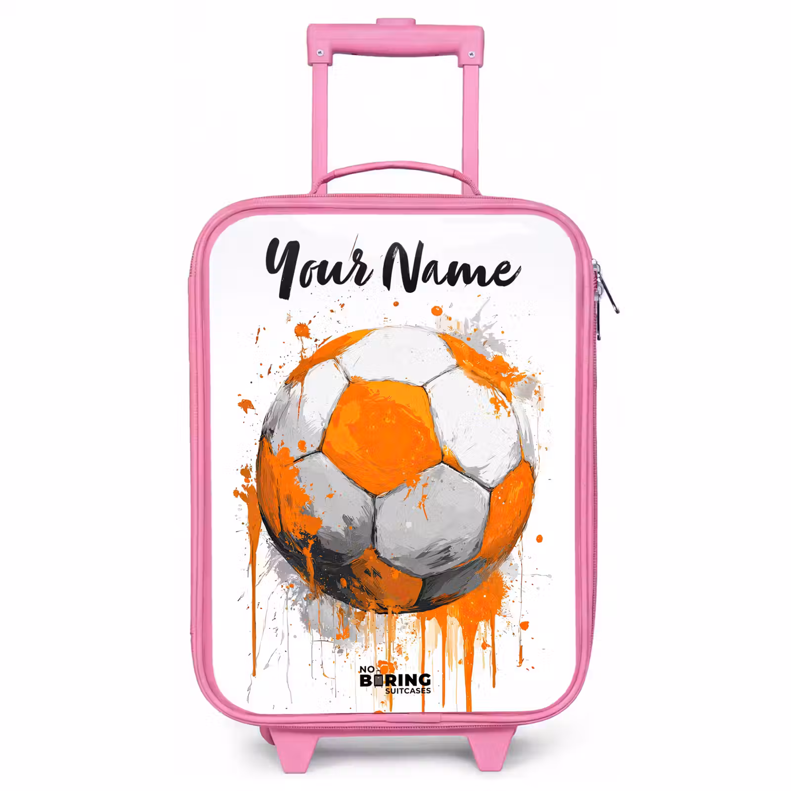 Children's suitcase with name - Pink - Soccer Vibes - Paint - Orange — 1