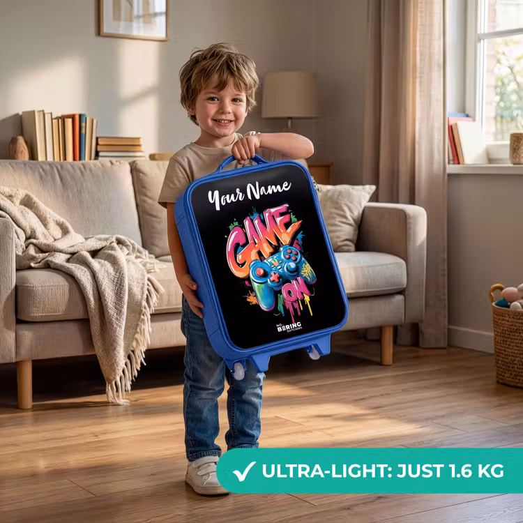 Children's suitcase with name - Blue - Controller - Game - Graffiti - Text — 3