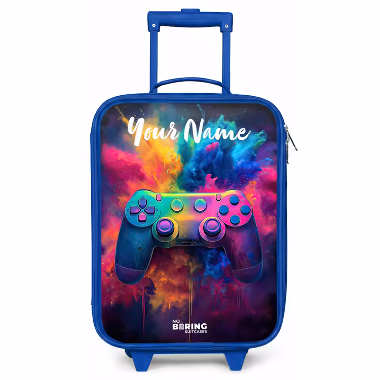 Children's suitcase with name - Blue - Game - Controller - Colorful - Explosion — 1
