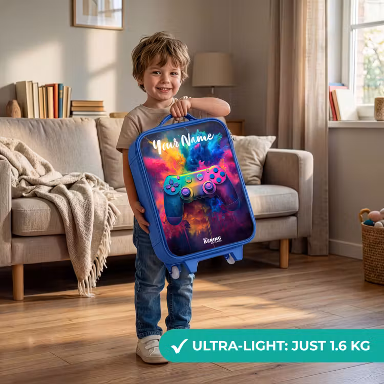 Children's suitcase with name - Blue - Game - Controller - Colorful - Explosion — 3