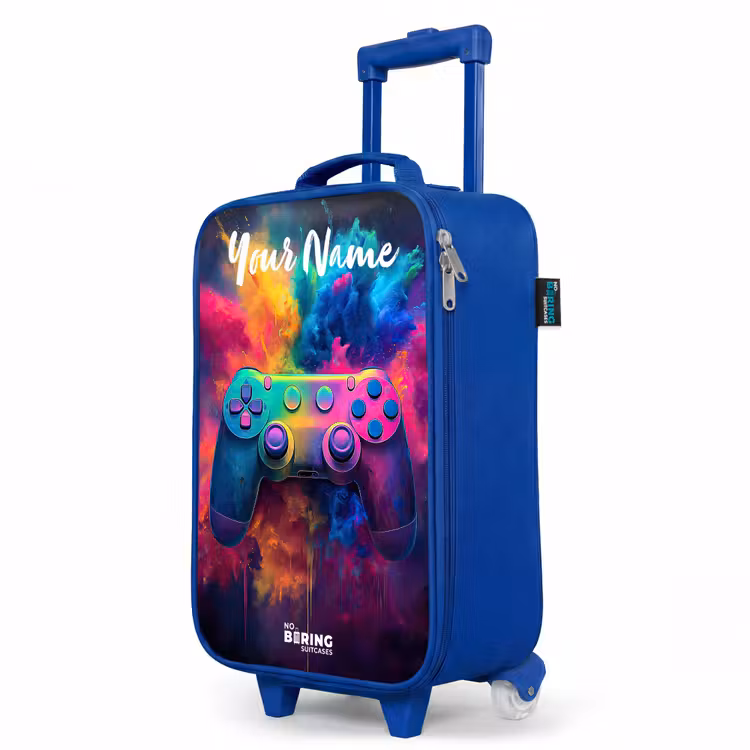 Children's suitcase with name - Blue - Game - Controller - Colorful - Explosion — 5