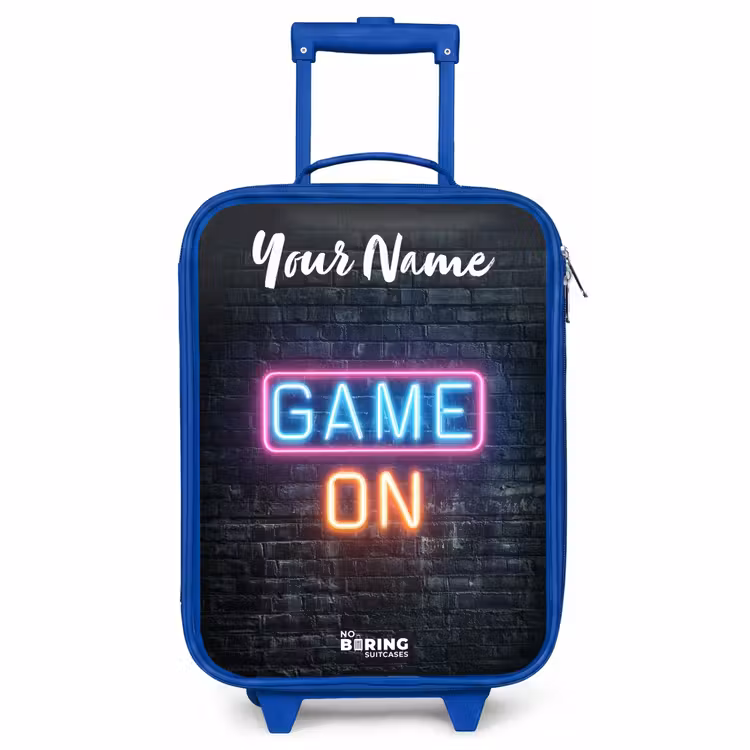 Children's suitcase with name - Blue - Game - Neon - Wall — 1