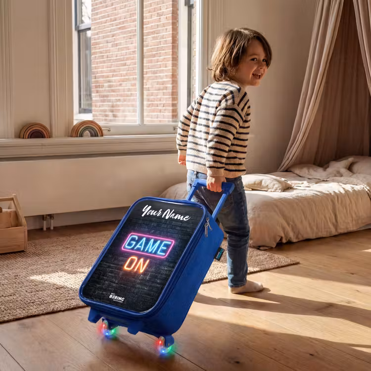 Children's suitcase with name - Blue - Game - Neon - Wall — 2