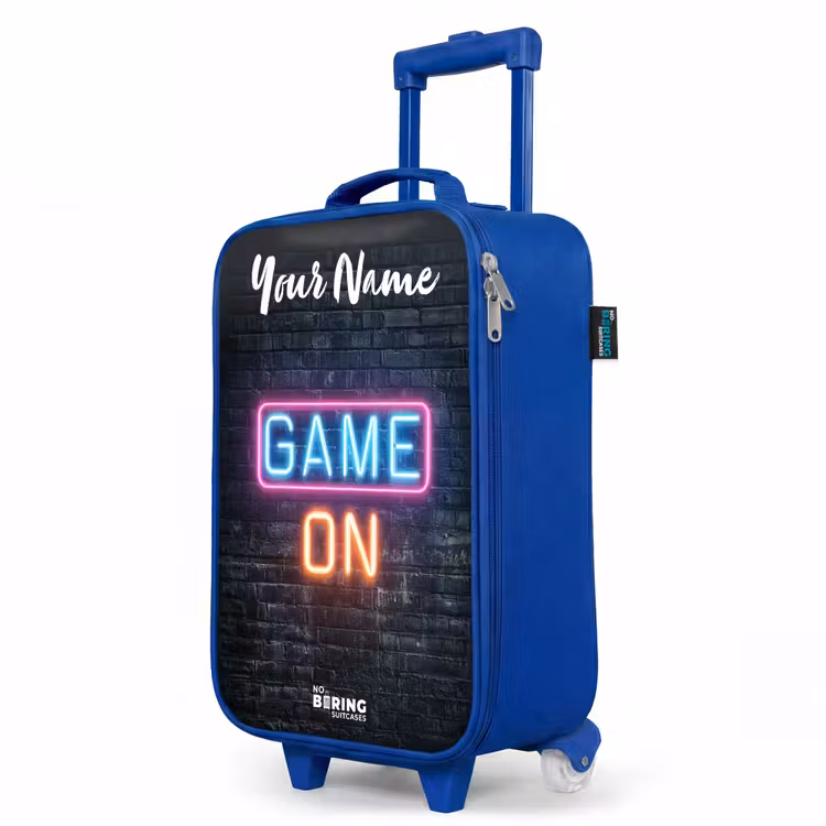 Children's suitcase with name - Blue - Game - Neon - Wall — 5