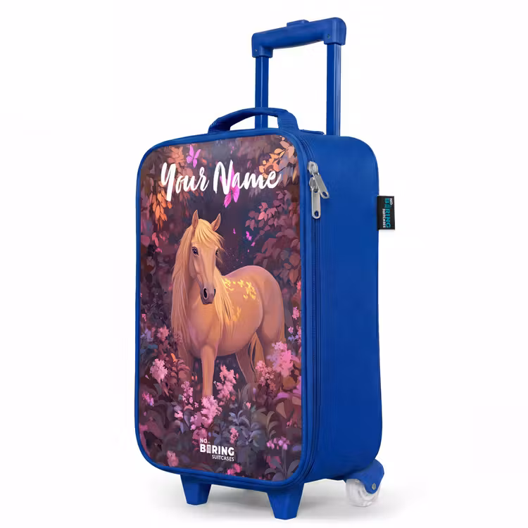 Children's suitcase with name - Blue - Horse - Flowers - Purple - Butterfly — 5