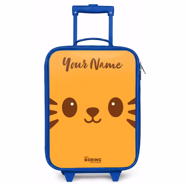 Children's suitcase with name - Blue - Kawai - Tiger - Orange — 1