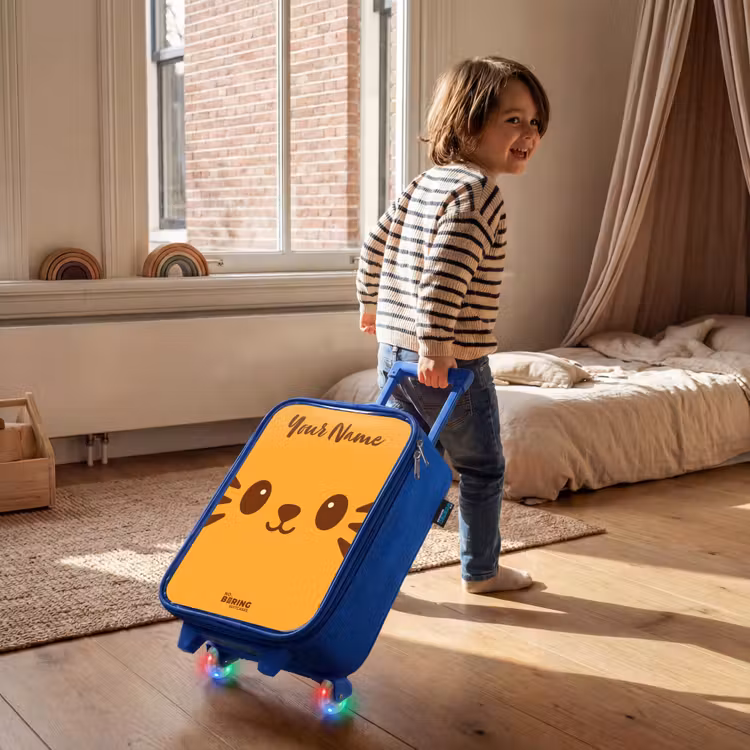 Children's suitcase with name - Blue - Kawai - Tiger - Orange — 2