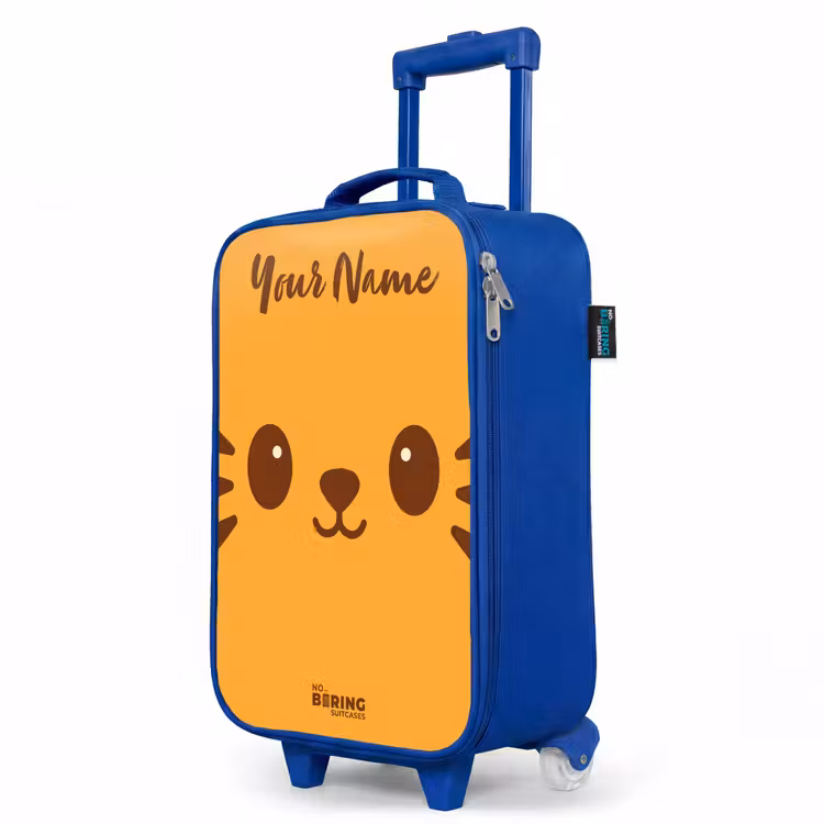 Children's suitcase with name - Blue - Kawai - Tiger - Orange — 5