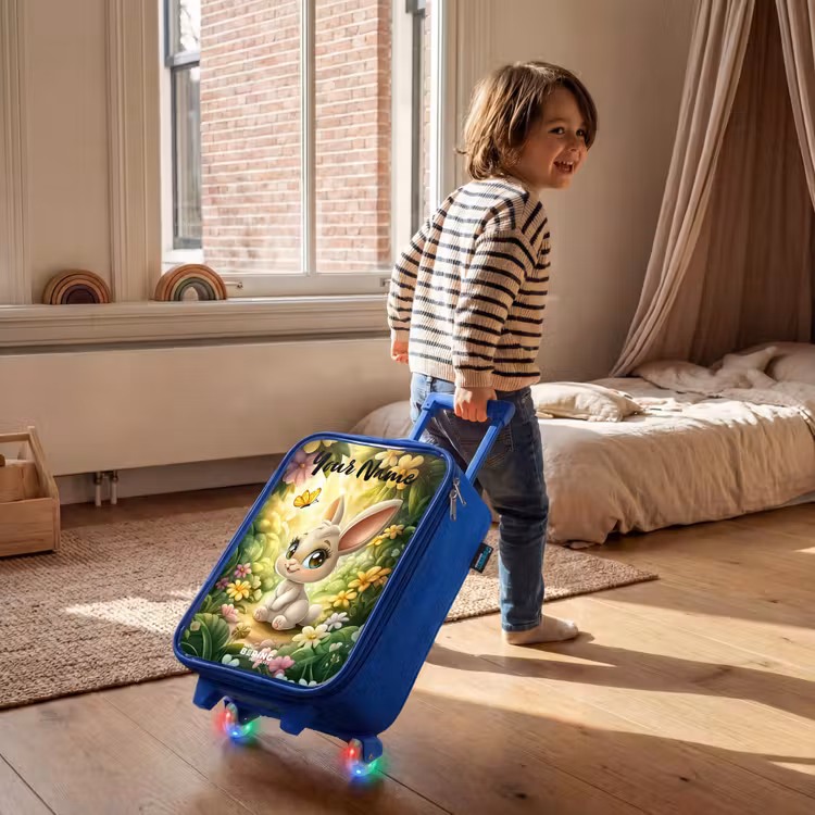 Children's suitcase with name - Blue - Rabbit - Sunlight - Fairytale - Butterfly — 2