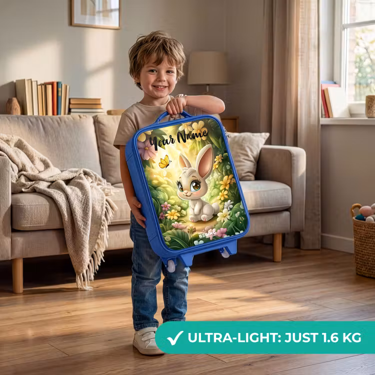 Children's suitcase with name - Blue - Rabbit - Sunlight - Fairytale - Butterfly — 3
